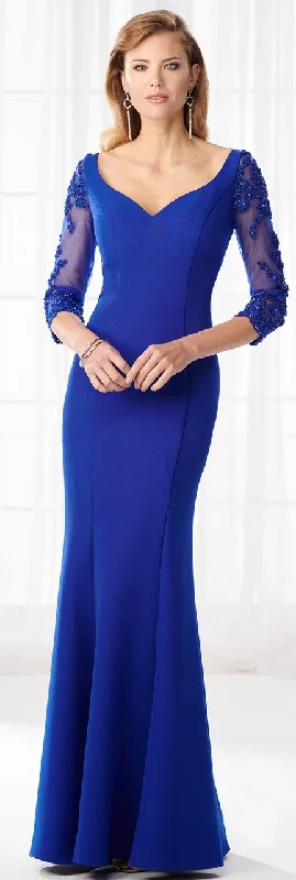 Explore What's New Mon Cheri Fitted V-Neck Seamed Evening Gown 218613