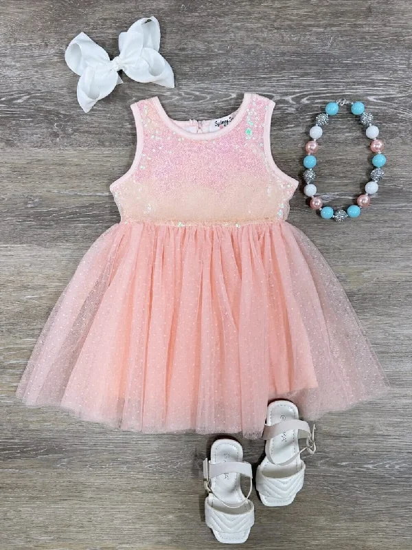 Huge Price Cut Apricot Sequin Top Girls Tulle Chiffon Tutu Dress