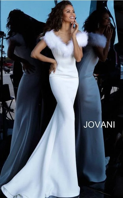 Trendy Street Style Attire Jovani 63884 Long Formal Off Shoulder Evening Dress