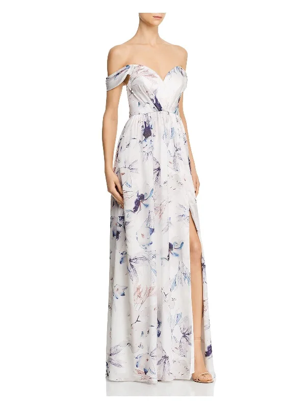 Vibrant Femme Fashion XS - bariano white floral off the shoulder gown