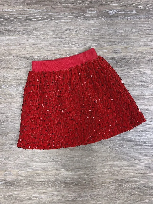 Designer Women’s Fashion Online Elastic Waist Red Sequin Girls Sparkly Skirt