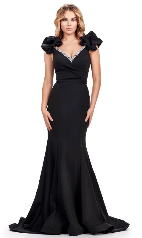 Fashion Forward, Function First Ashley Lauren 11615 - Puffed Sleeve Mermaid Evening Gown