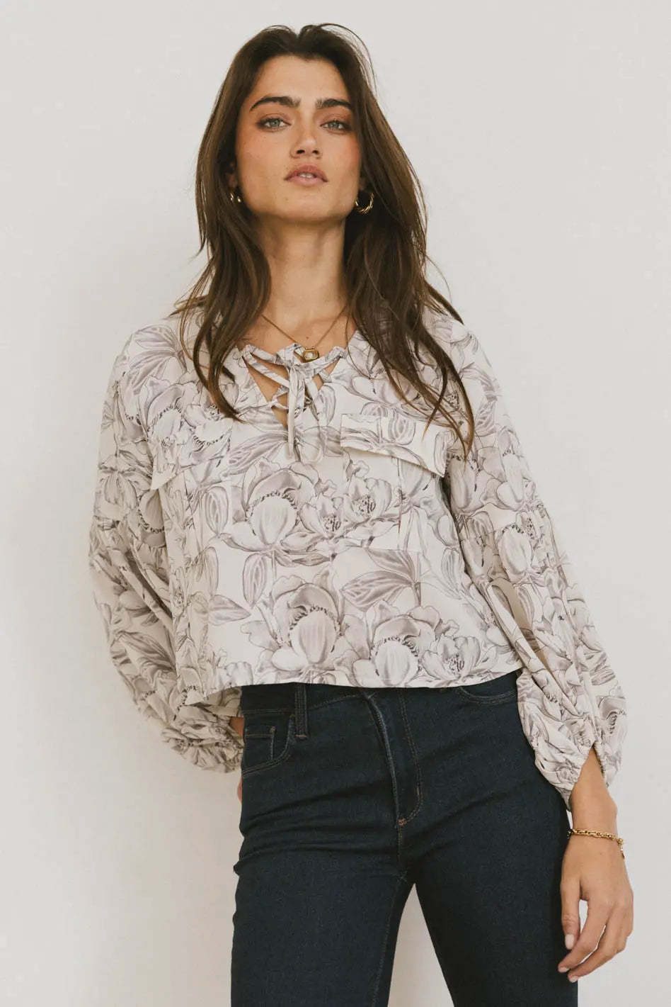 Casual Yet Stylish Separates Isa Floral Blouse in Cream - FINAL SALE