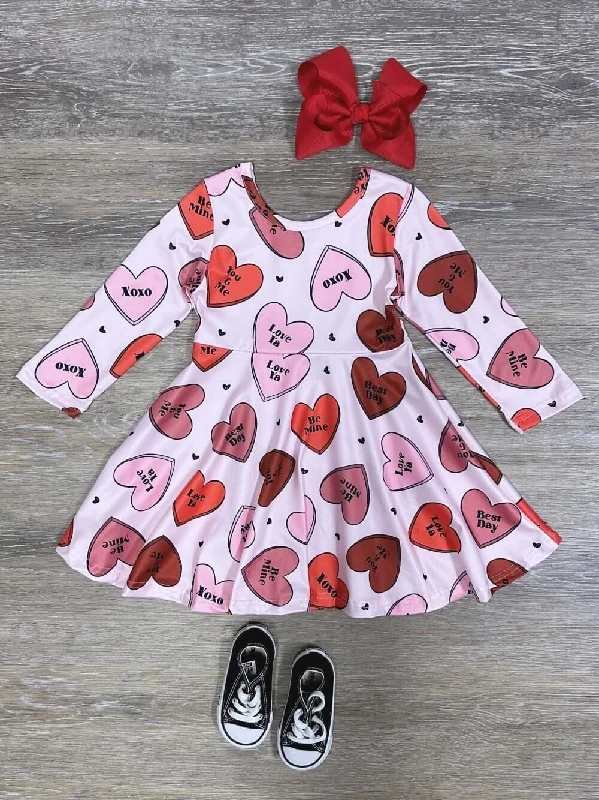 The Epitome Of Modern Women's Fashion XOXO Candy Hearts Pink & Red Girls Valentine's Day Skater Dress