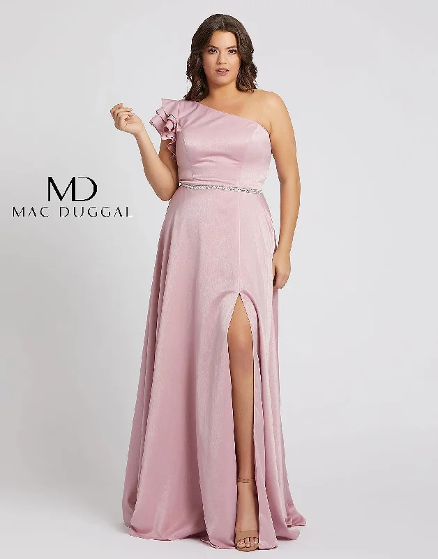 Fashionable Women’s Wardrobe Mac Duggal 48979 Fabulouss Long Plus Size One Shoulder Prom Dress