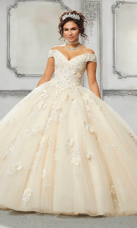 Online Boutiques Vizcaya by Mori Lee - 89316 Applique Off Shoulder Tulle Ballgown