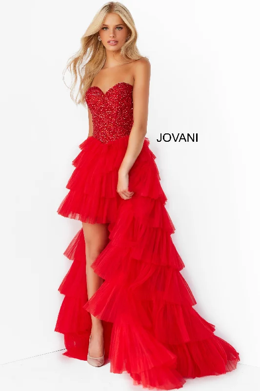 Women Apparel Jovani 08100 Strapless High Low Prom Dress