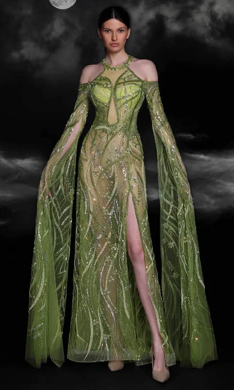 Runway Inspired Wear MNM Couture K4109 - Cape Sleeve Illusion Evening Gown