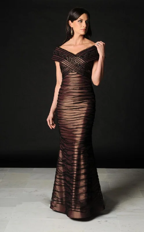 End Of Season Clearance Alexander by Daymor - 503 Fitted Off Shoulder Sheer Textured Evening Gown