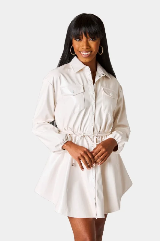 Mega Sale Ariella Button Up Mini Dress - White