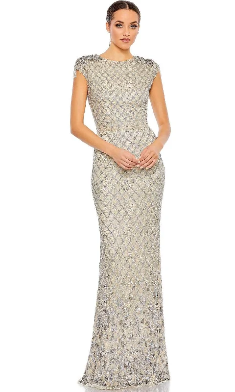 Versatile Wardrobe Essentials Mac Duggal 5642 - Jewel Neck Lattice Evening Gown