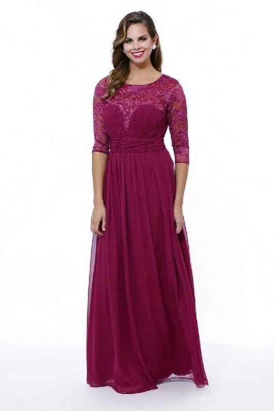 Vibrant Femme Fashion Nox Anabel 5118 Lace Jewel Neck Ruched Sweetheart A-Line Gown