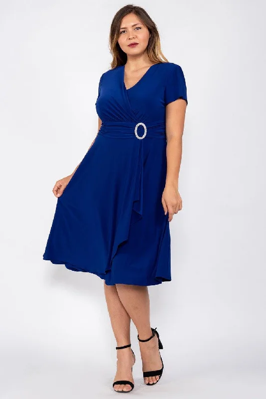 Relaxed Fit Women’s Fashion R&M Richards 5705 Short Cocktail Dress Royal Blue