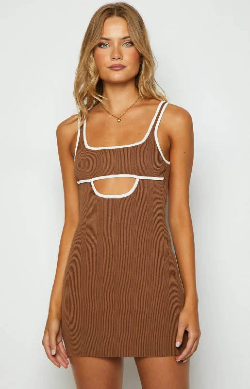 End Of Season Sale Clothing Clarity Brown Knit Mini dress