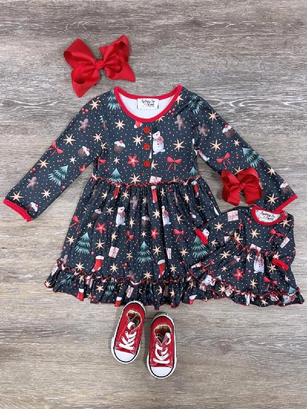 Sale Event, Prices Rock Doll & Me - Christmas Eve Girls Ruffle Trim Dress