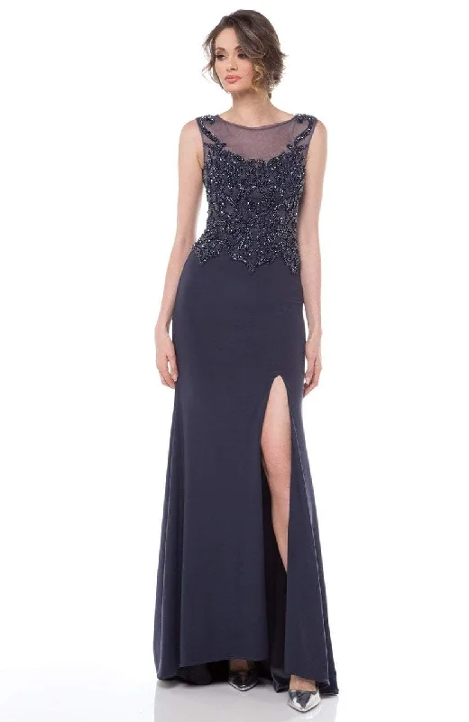 Style Streetwear Marsoni by Colors - Beaded Baroque Illusion Gown M155 - 1 pc Charcoal Grey In Size 12 Available