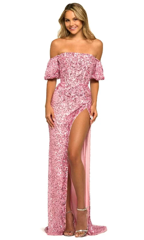 Trendy Urban Attire Sherri Hill 55516 - Sequin-Embellished Off Shoulder Classic Prom Gown