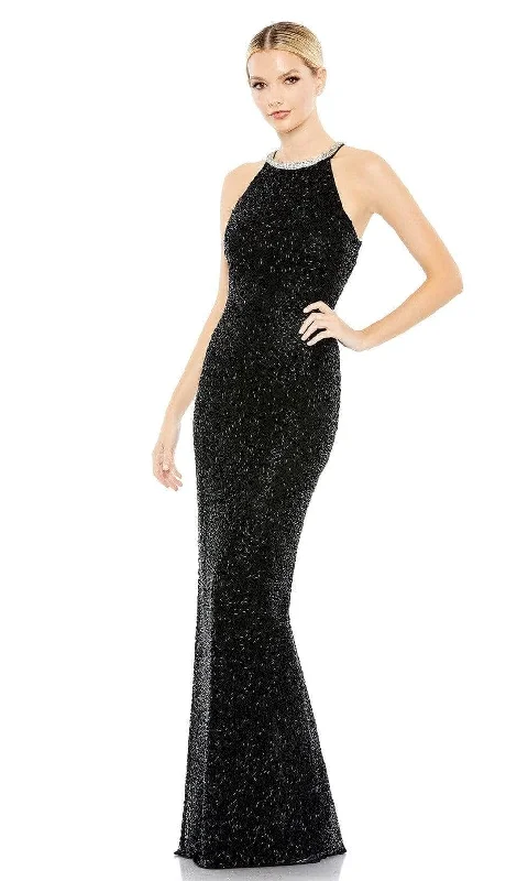 Break Fashion Norms Mac Duggal 93742 - Beaded Halter Gown