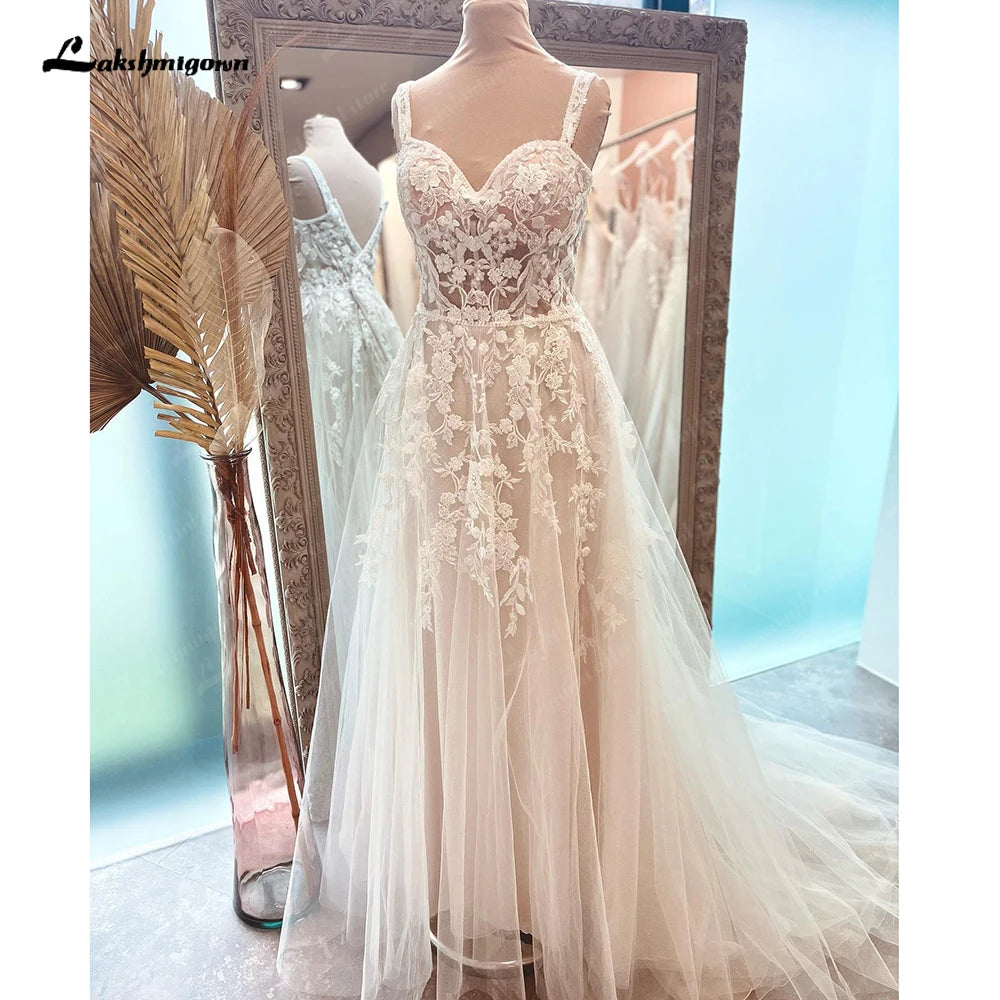 Sporty Streetwear Roycebridal A Line Boho Lace Open Back Women Wedding Dress 2025 Vestidos Beach Bridal Gowns Sleeveless abito da sposa