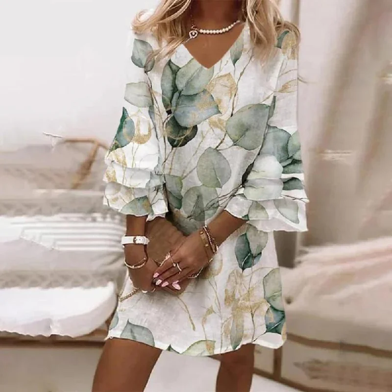 Stay Ahead In Style Special 3/4 Sleeve Print Mini Dress