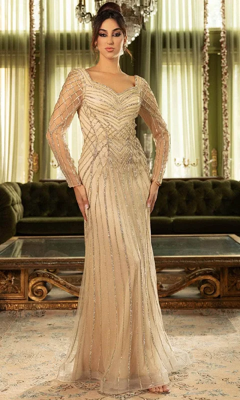 Season Sale May Queen RQ8132 - Long Sleeve Sweetheart Evening Gown