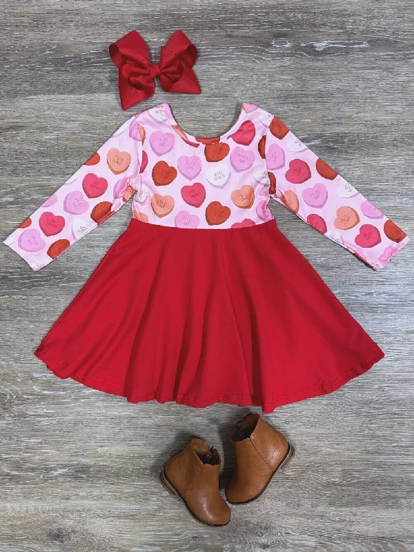 Dive Into Trendy Styles Miss Heart Breaker Pink & Red Girls Skater Dress