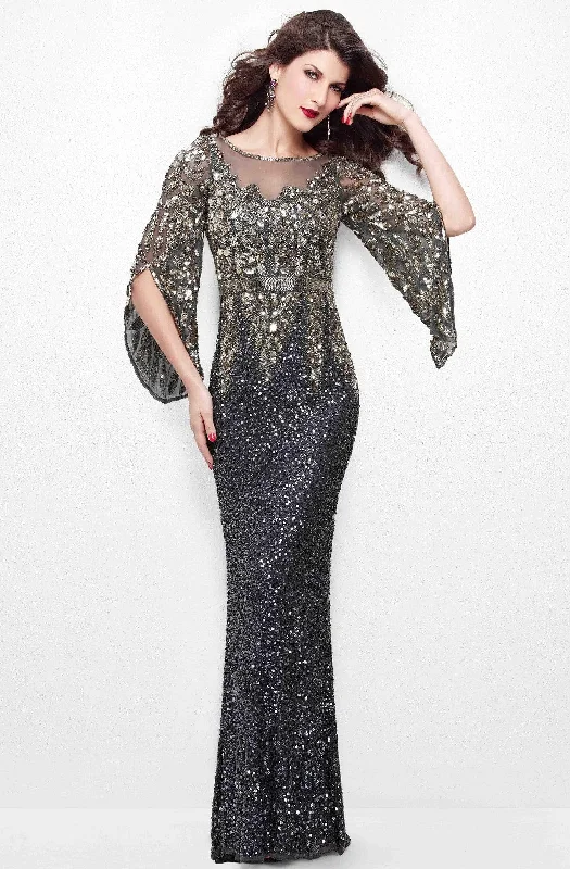 Sporty Streetwear Primavera Couture - Batwing Sleeves Sequined Gown 1424