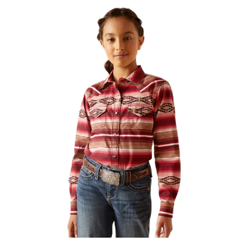 Wardrobe Update 10046420 Ariat Girls Serape Shirt - Blushing Serape Print