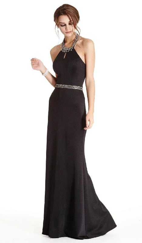 Stylish Savings Trevi Collection - Beaded High Halter Evening Gown L1768