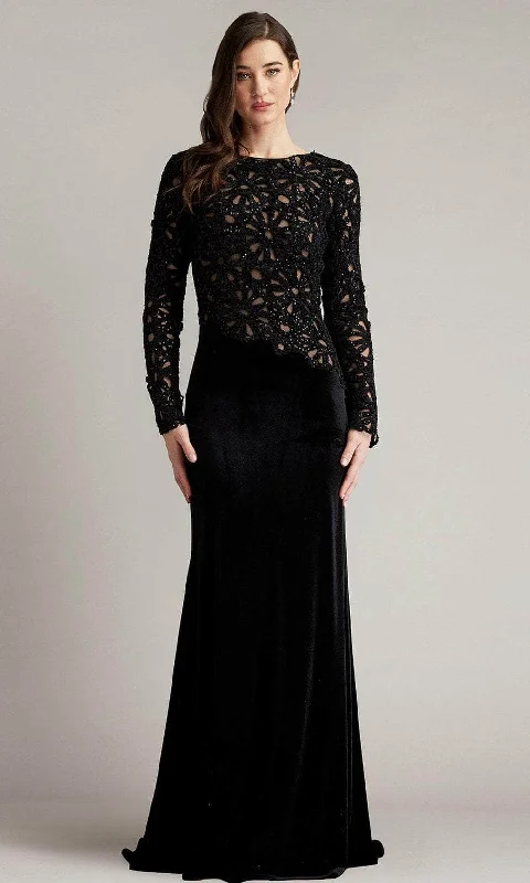 Elegant Simplicity Wardrobe Tadashi Shoji CFZ16206LXY - Embroidered Detailed Evening Gown