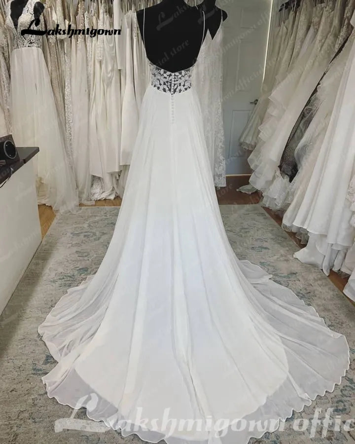 Best Online Women's Boutiques Roycebridal Chiffon A Line Wedding Dress Beach Summer 2025 Abito Sposa Donna Elegant Bridal boho Gowns Lace Bodice