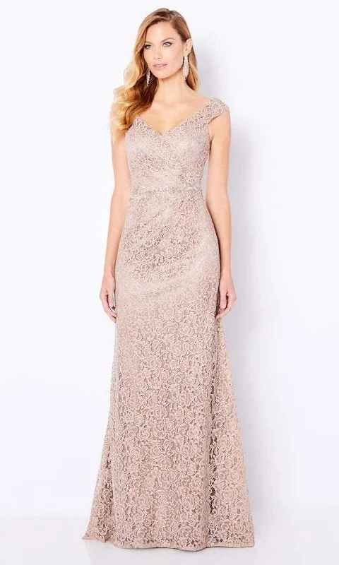 Limited Stock, Big Sale Cameron Blake - 221682 V Neck Lace Full Length Gown