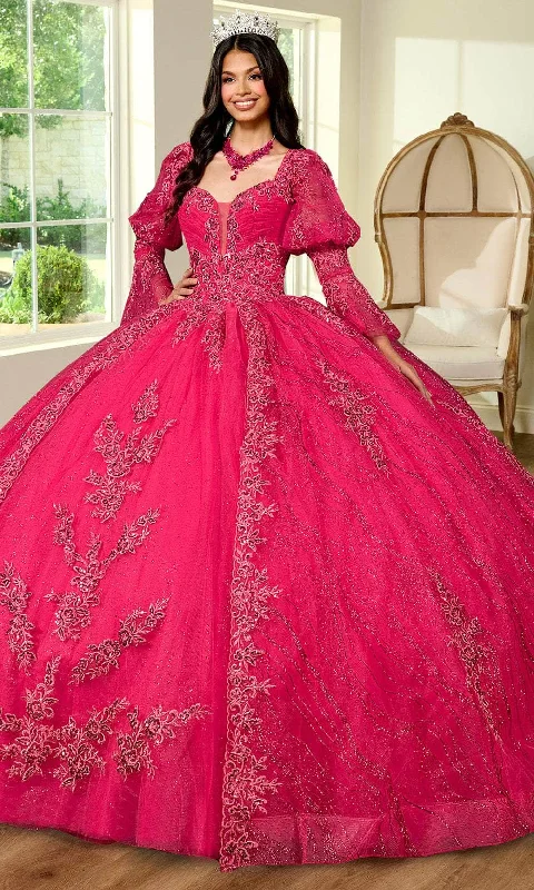 Fashion Forward Femme Rachel Allan RQ1135 - Bubble Sleeve Sparkling Embroidered Ballgown