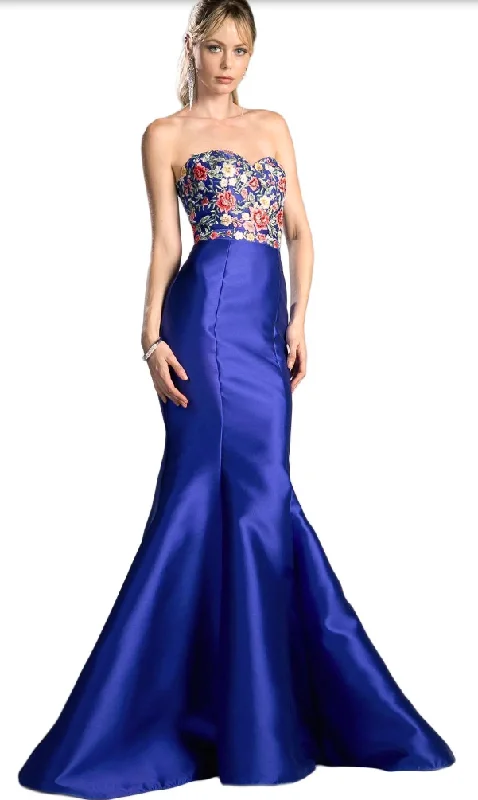 Trend Setting Wardrobe XS - cinderella divine royal blue floral mermaid gown