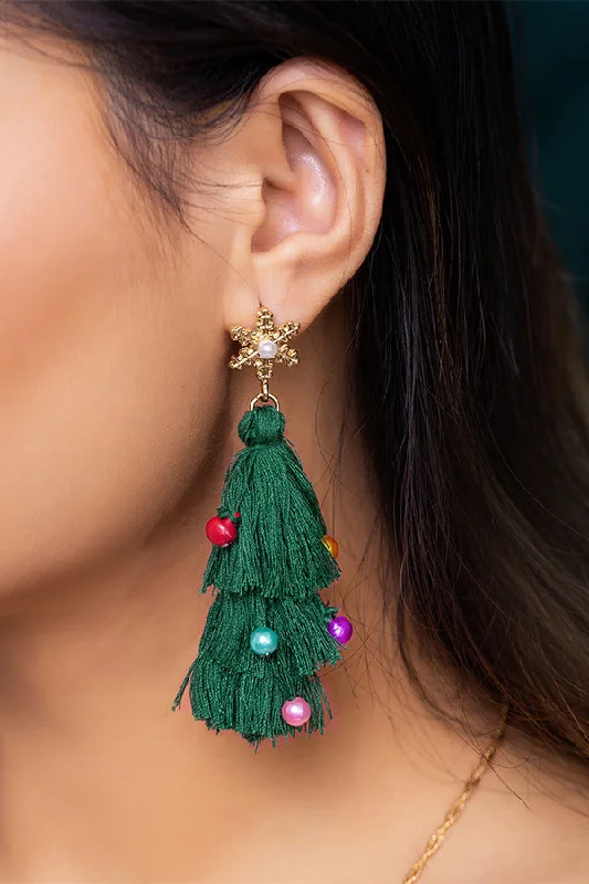 Fashion-forward Women’s Wear Bohemian Lightweight Christmas Tree Tassel Beaded Earrings