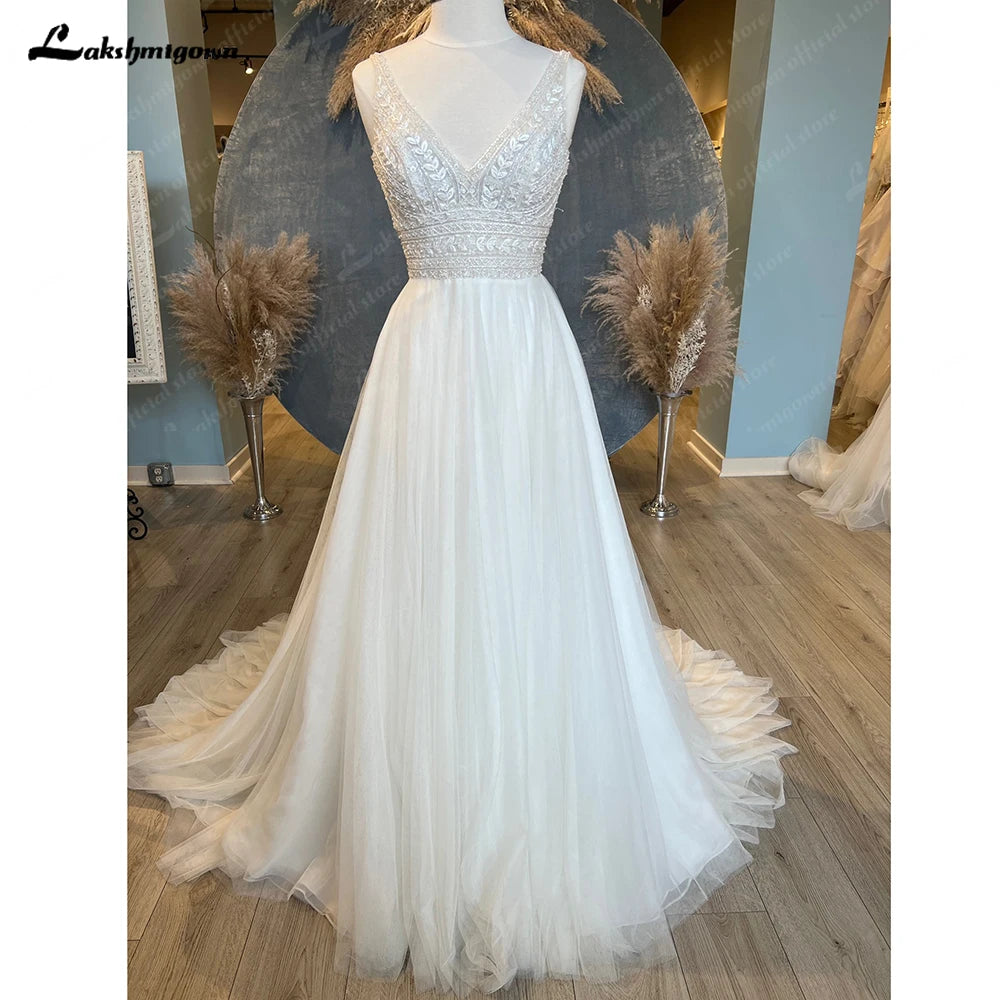 Redefining Women's Fashion Roycebridal Women A Line Wedding Dress Boho Vestidos de Fiesta de Noche Tulle Beach Wedding Dress Robe Bridal Gown