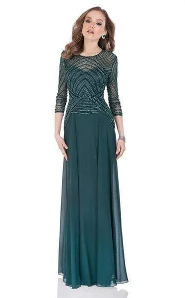 Clothes Of Woman Terani Couture - 1623M1860 Quarter Sleeve Shimmering Long Gown - 1 pc Hunter Green In Size 10 Available