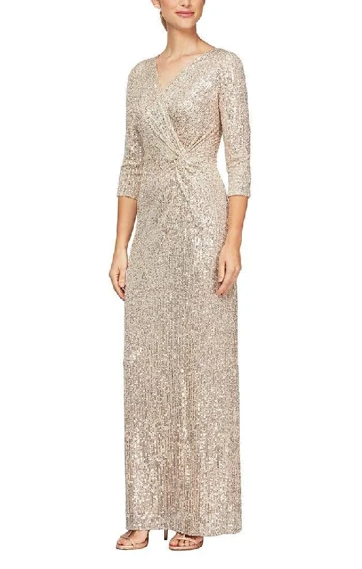 Winter Wardrobe Clearance Alex Evenings - 8196646 Sequined V-Neck Column Gown