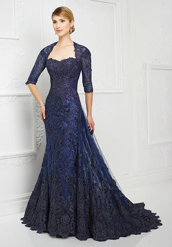 Chic Styles Mon Cheri Queen Anne Lace Gown with Long Train 217D83