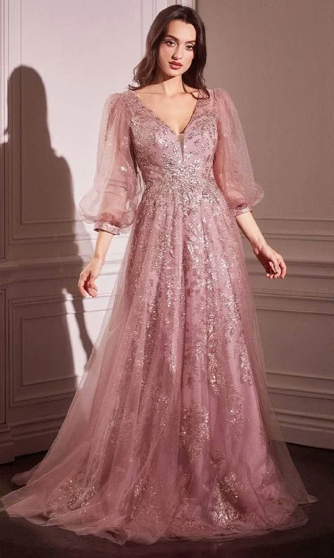 Exclusive Sale Ladivine CD0102 - Long Sleeve Applique Gown