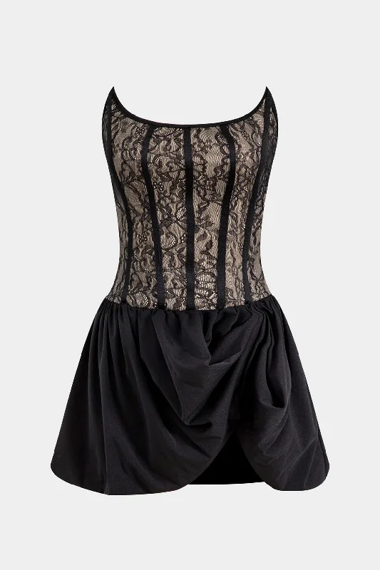 Glamorous Evening Wear Lace Corset Strapless Mini Dress