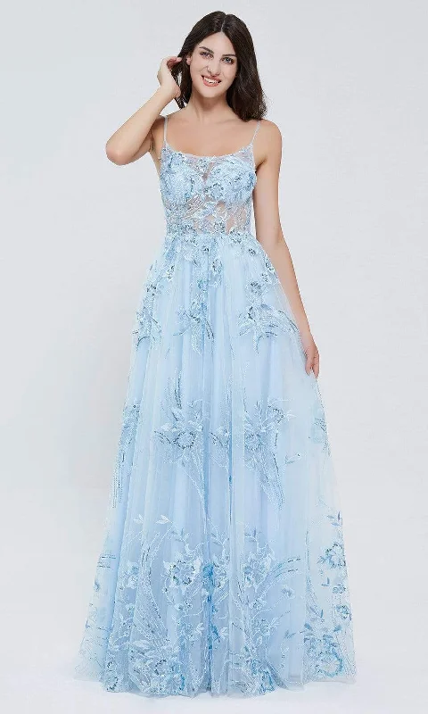 Vibrant Styles J'Adore Dresses - J20018 Scoop Tulle A-line Sheer Gown