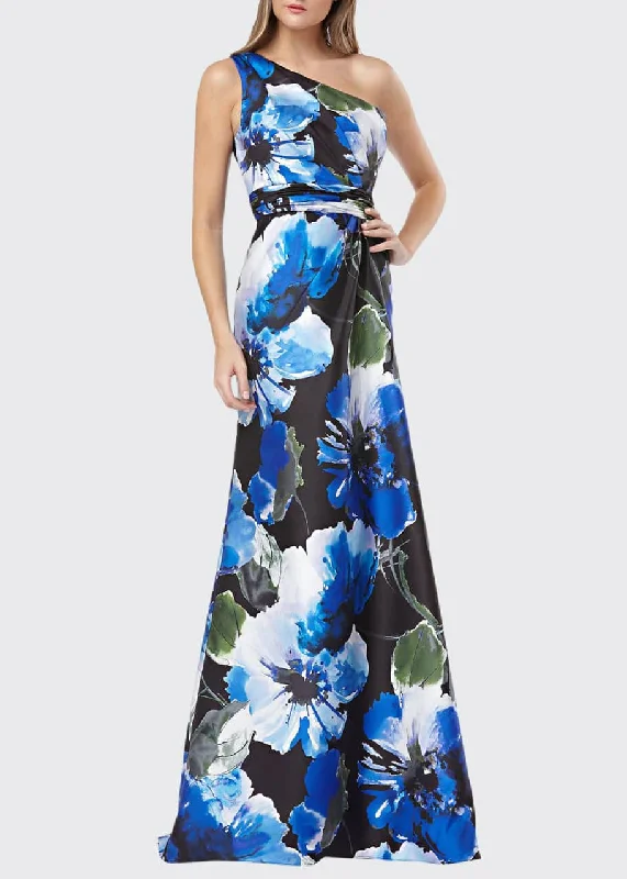 Casual Chic 4 - carmen marc valvo blue floral one shoulder ball gown