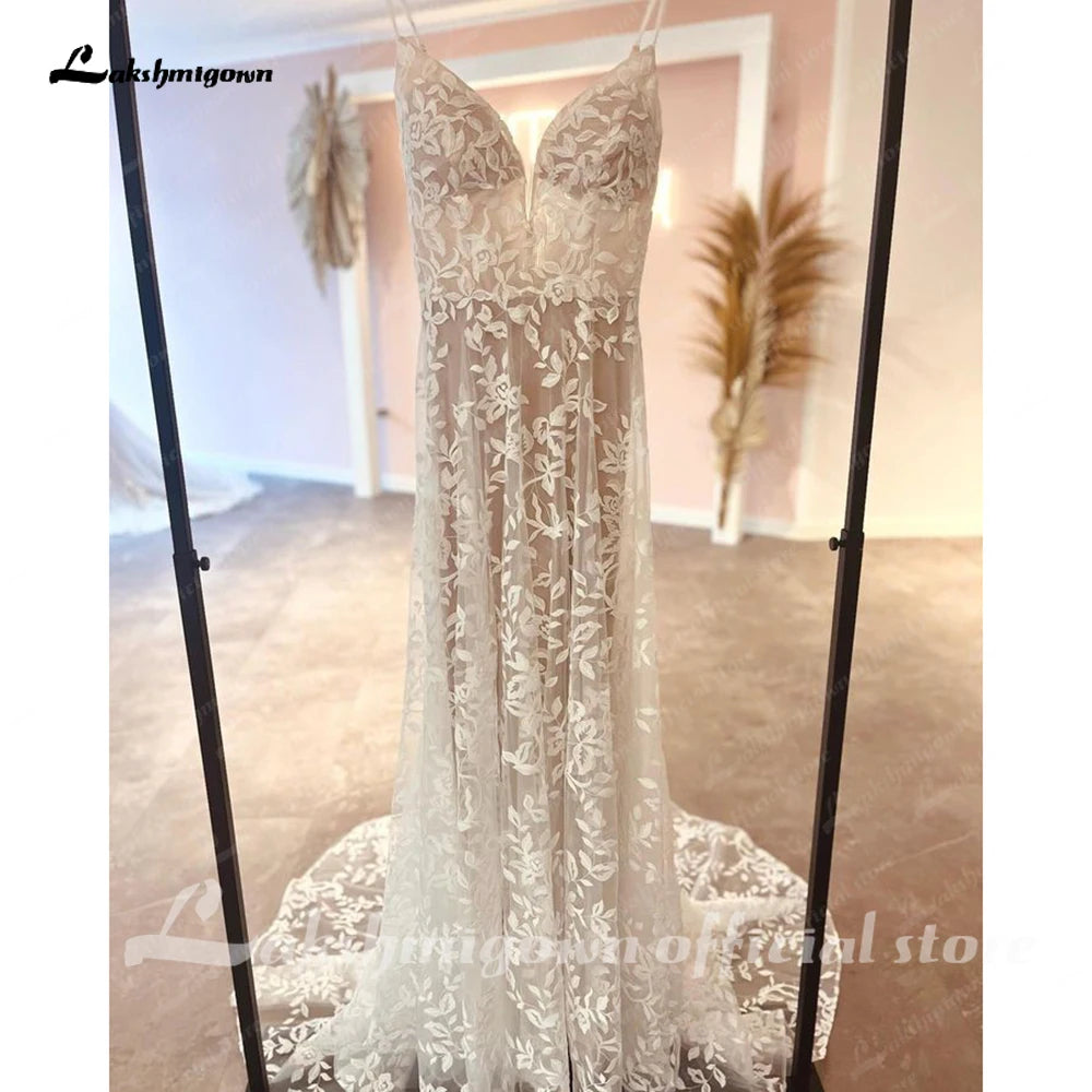 Fashion Forward, Function First Roycebridal Luxury Lace Wedding Dress For Women Spaghetti Straps Boho Style 2025 Sexy A Line Beach Bridal Gowns