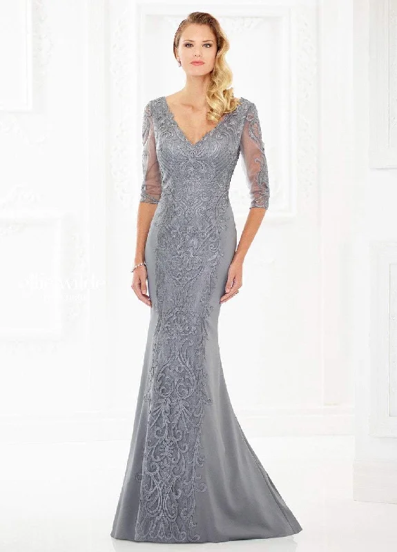 Special Occasion Wear Mon Cheri V-neck Embellished Sheath Gown 118969