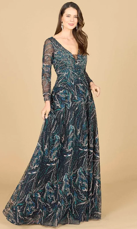 Trend Leading Collection Lara Dresses 29153 - Sheer Long Sleeve Embroidered Ballgown