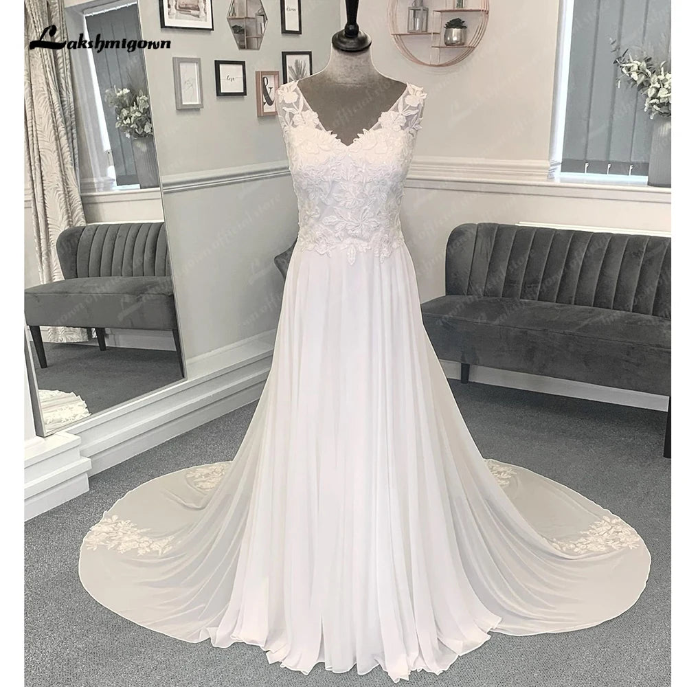 Casual Chic Roycebridal A Line Chiffon Beach Wedding Dress for Women Vestidos de Novia 2025 Elegant Bridal Long Boho Dresses Lace Bodice