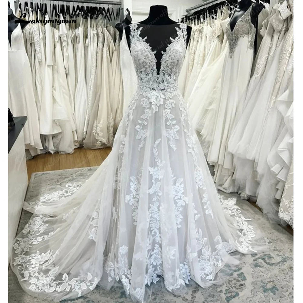 Clothes For Woman Roycebridal Vestidos Bohemian Wedding Dress Lace Applique A Line Boho Wedding Gown Custom Made vestido para boda playa