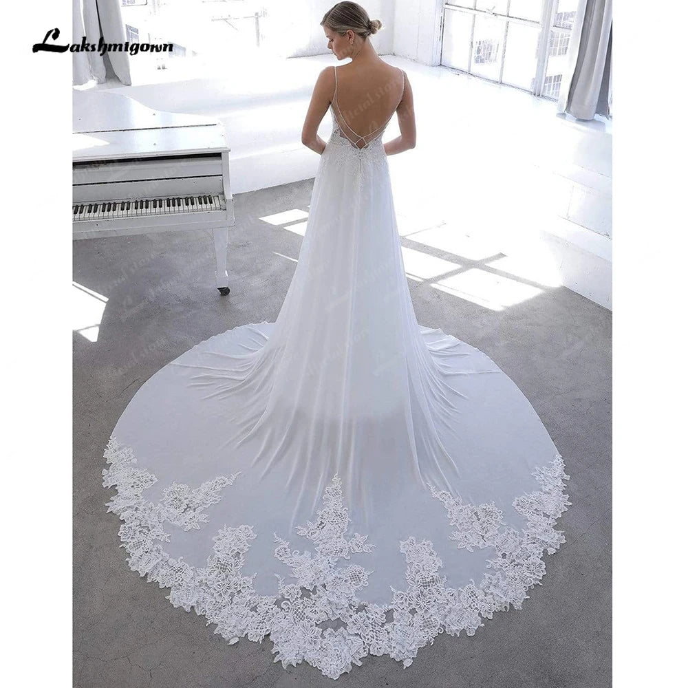 Elegant Style Roycebridal Vintage Lace Boho Wedding Dress 2025 Vestidos Noivas V Neck Sexy Bridal Beach Wedding Gowns Open Back