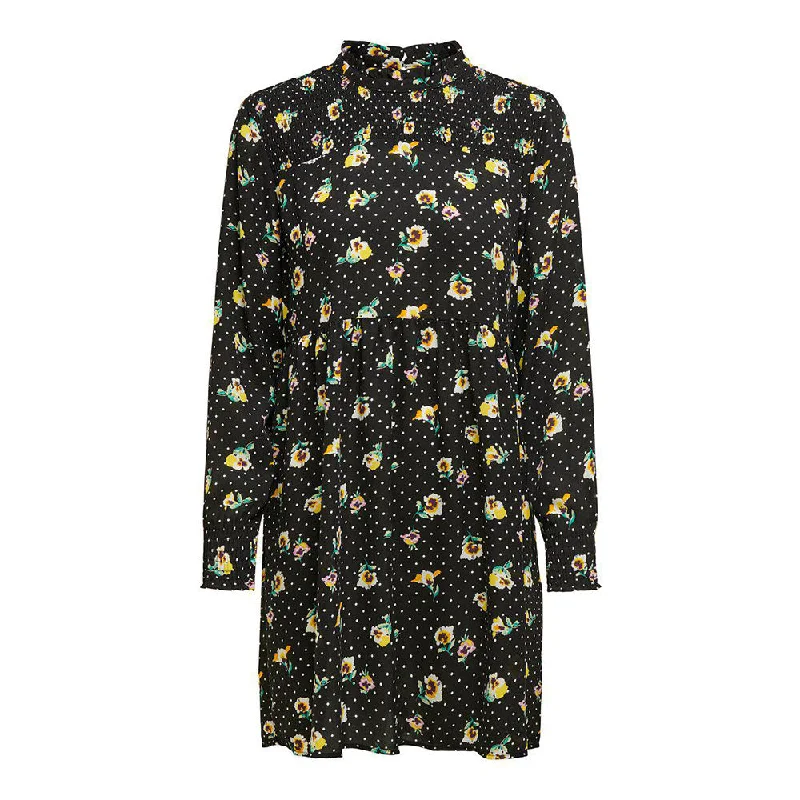 Versatile Outfits Women's Floral Long Sleeve Oversize Dress,Black